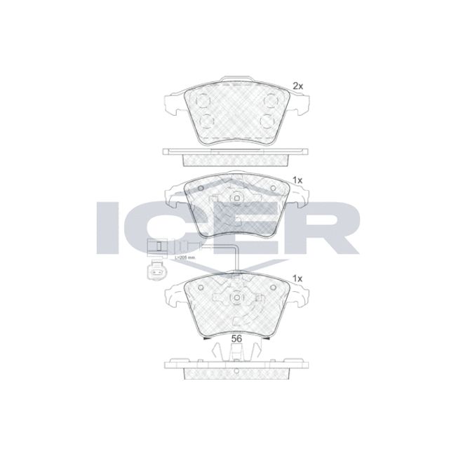 Placute Колодки VW T-5 03- Front 19.8mm Перед ICER