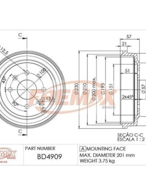 Tambur frana Тормозной барабан Chevrolet Aveo 05- 230x5
