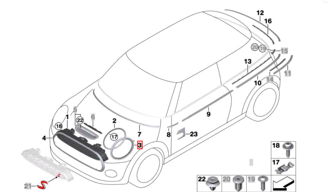 Garnitură de etanșare far stâng / Уплотнитель фары левый Mini F55 F56 F57 51767391409