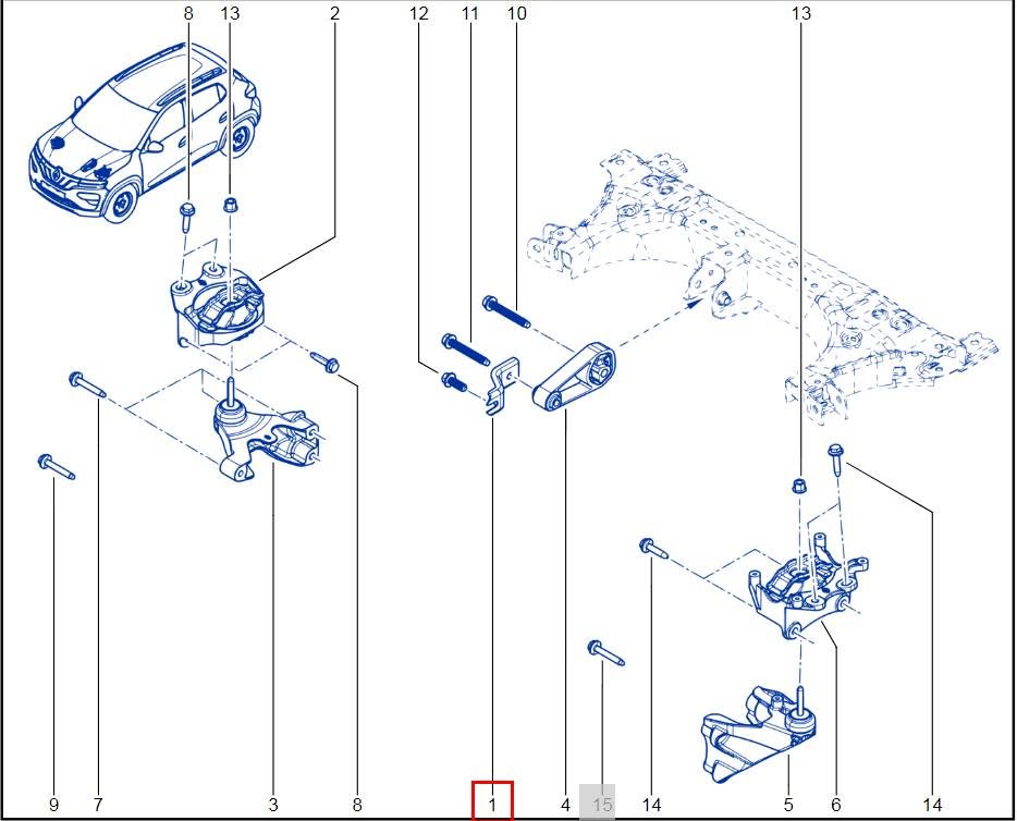 4 / Ansamblu bară de reacție spate motor / Задняя реактивная тяга двигателя в сборе Dacia Spring 113606VB0A